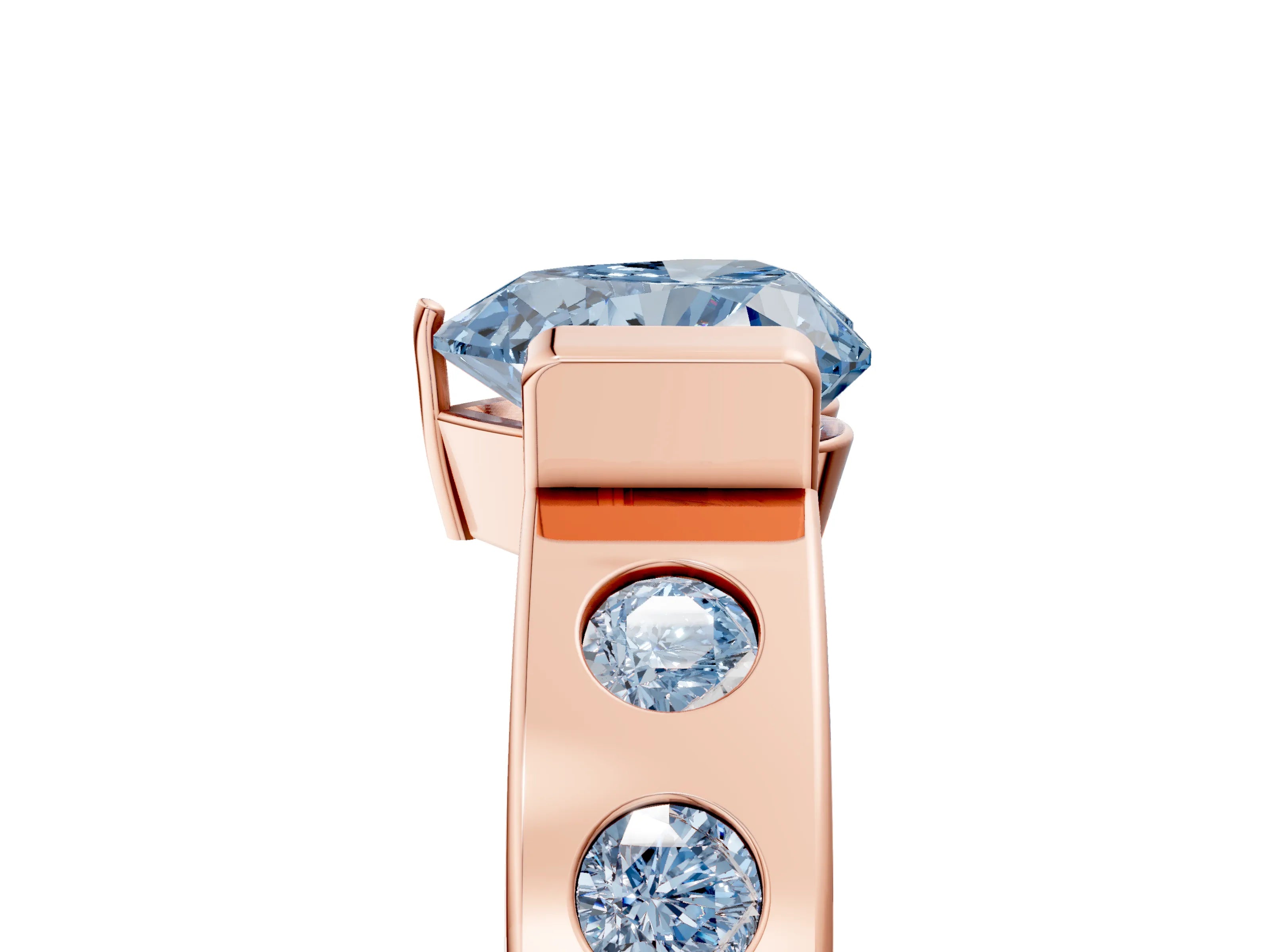 Rose gold Fancy Blue Heart Cut Brilliant Channel-Set Diamond Ring with Bezel Prong Setting_5