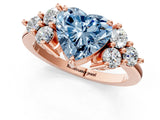 Rose gold Fancy Blue Heart Cut Brilliant Diamond Cluster Accent Solitaire Ring with Prong Setting_1
