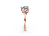 Rose gold Fancy Blue Heart Cut Brilliant Diamond Cluster Accent Solitaire Ring with Prong Setting_2