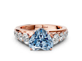 Rose gold Fancy Blue Heart Cut Brilliant Diamond Pavé Band with Six-Prong Setting