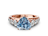 Rose gold Fancy Blue Heart Cut Brilliant Diamond Pavé Band with Six-Prong Setting_16
