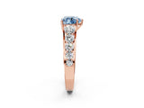 Rose gold Fancy Blue Heart Cut Brilliant Diamond Pavé Band with Six-Prong Setting_2