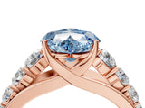 Rose gold Fancy Blue Heart Cut Brilliant Diamond Pavé Band with Six-Prong Setting_20