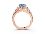 Rose gold Fancy Blue Heart Cut Brilliant Diamond Pavé Band with Six-Prong Setting_3
