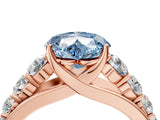 Rose gold Fancy Blue Heart Cut Brilliant Diamond Pavé Band with Six-Prong Setting_4