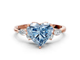 Rose gold Fancy Blue Heart Cut Brilliant Diamond Solitaire Ring with Pear Side Stones and Four-Prong Setting_3