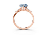 Rose gold Fancy Blue Heart Cut Brilliant Diamond Solitaire Ring with Pear Side Stones and Four-Prong Setting_6