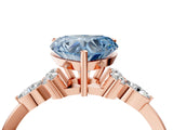 Rose gold Fancy Blue Heart Cut Brilliant Diamond Solitaire Ring with Pear Side Stones and Four-Prong Setting_7