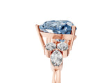 Rose gold Fancy Blue Heart Cut Brilliant Diamond Solitaire Ring with Pear Side Stones and Four-Prong Setting_8