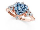 Rose gold Fancy Blue Heart Cut Brilliant Diamond with Cluster Setting on a Beaded Band and Four-Prong Setting_13