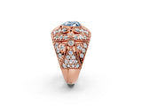 Rose gold Fancy Blue Heart Cut Brilliant Halo Pave Diamond Milgrain Ring_2