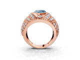 Rose gold Fancy Blue Heart Cut Brilliant Halo Pave Diamond Milgrain Ring_3