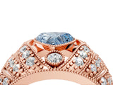 Rose gold Fancy Blue Heart Cut Brilliant Halo Pave Diamond Milgrain Ring_4