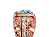 Rose gold Fancy Blue Heart Cut Brilliant Milgrain Filigree Diamond Ring with Square Prong Setting_5