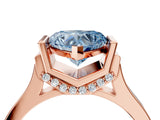 Rose gold Fancy Blue Heart Cut Brilliant Solitaire Diamond Ring with Channel Set Band and Bar Prong Setting_4