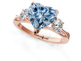Rose gold Fancy Blue Heart Cut Brilliant Three-Stone Diamond Ring with Pavé Band and Four-Prong Setting_4