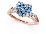 Rose gold Fancy Blue Heart Cut Brilliant Three-Stone Pave Band with Four-Prong Setting_1