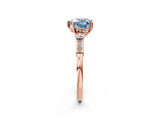 Rose gold Fancy Blue Heart Cut Brilliant Three-Stone Pave Band with Four-Prong Setting_2