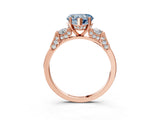 Rose gold Fancy Blue Heart Cut Brilliant Three-Stone Pave Band with Four-Prong Setting_3