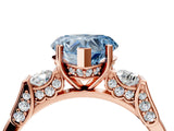 Rose gold Fancy Blue Heart Cut Brilliant Three-Stone Pave Band with Four-Prong Setting_4
