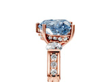 Rose gold Fancy Blue Heart Cut Brilliant Three-Stone Pave Band with Four-Prong Setting_5