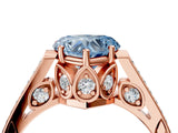 Rose gold Fancy Blue Heart  Cut Cathedral Pave Diamond Engagement Ring with Six-Prong Setting_35