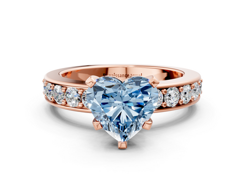 Rose gold Fancy Blue Heart  Cut Channel Set Diamond Engagement Ring with Four-Prong Setting_177