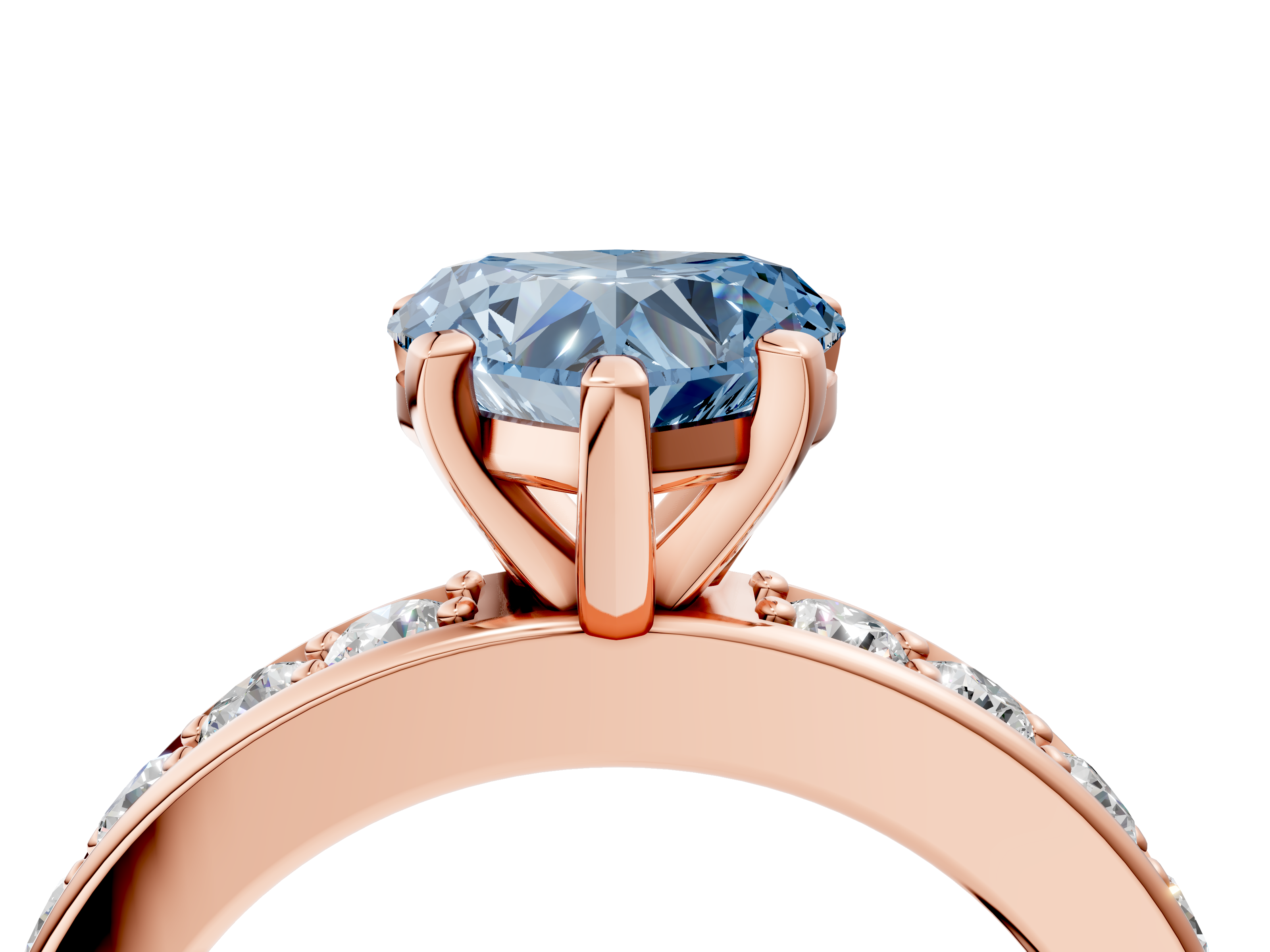 Rose gold Fancy Blue Heart  Cut Channel Set Diamond Engagement Ring with Four-Prong Setting_181
