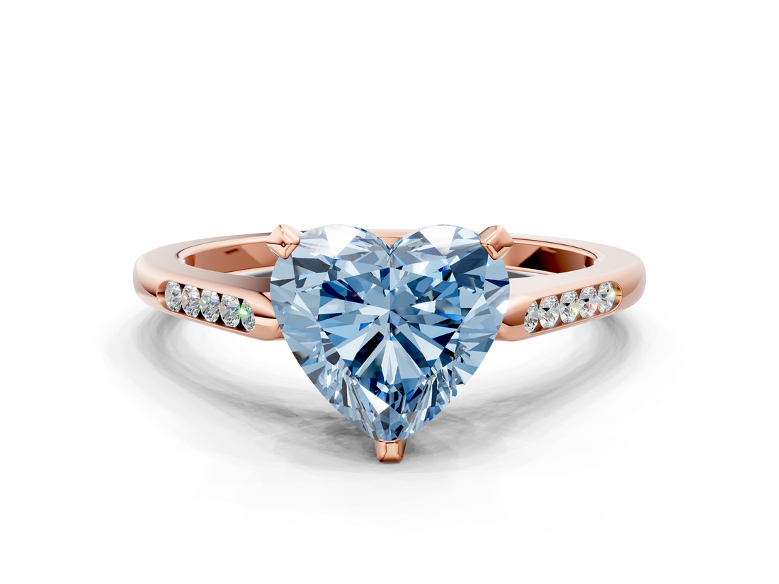 Rose gold Fancy Blue Heart  Cut Channel Set Solitaire Engagement Ring with Four-Prong Setting_220