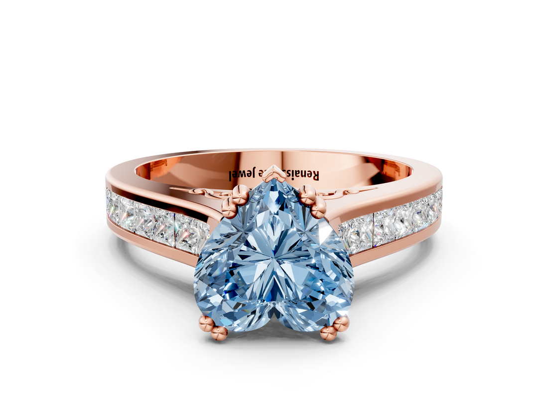 Rose gold Fancy Blue Heart  Cut Channel Set Solitaire Engagement Ring with Prong Setting_20