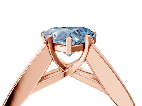 Rose gold Fancy Blue Heart Cut Cut Channel Set Solitaire Ring with Four-Prong Setting_4