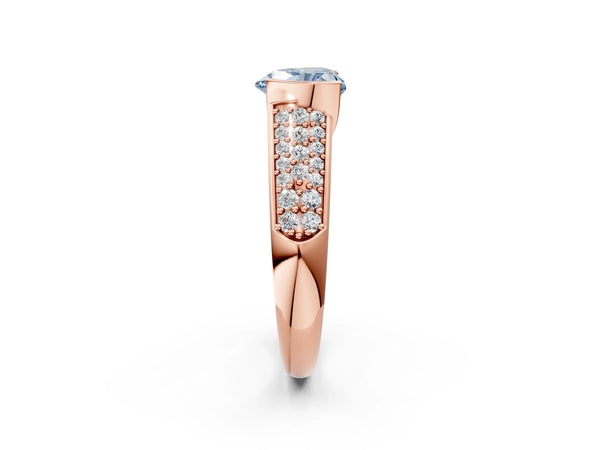 Rose gold Fancy Blue Heart Cut Diamond Channel Set Pave Band with Tension Prong Setting