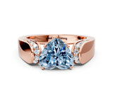 Rose gold Fancy Blue Heart Cut Cut Diamond Channel Set Solitaire Ring with Four-Prong Setting