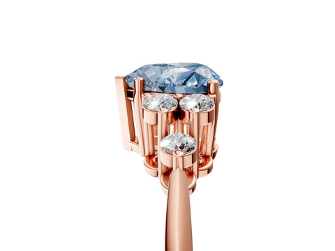 Rose gold Fancy Blue Heart Cut Cut Diamond Cluster Ring with Solitaire Band and Four-Prong Setting_17
