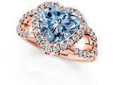 Rose gold Fancy Blue Heart Cut Cut Diamond Halo Engagement Ring with Open Split Pavé Band_1