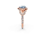 Rose gold Fancy Blue Heart Cut Cut Diamond Halo Engagement Ring with Open Split Pavé Band_2