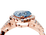 Rose gold Fancy Blue Heart Cut Cut Diamond Halo Engagement Ring with Open Split Pavé Band_4