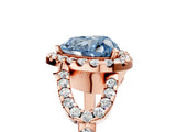 Rose gold Fancy Blue Heart Cut Cut Diamond Halo Engagement Ring with Open Split Pavé Band_5