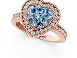 Rose gold Fancy Blue Heart Cut-Cut Diamond Halo Engagement Ring with Pave Band and Prong Setting_1