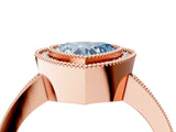 Rose gold Fancy Blue Heart Cut-Cut Diamond Halo Engagement Ring with Pave Band and Prong Setting_4