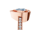 Rose gold Fancy Blue Heart Cut-Cut Diamond Halo Engagement Ring with Pave Band and Prong Setting_5
