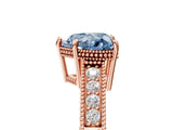 Rose gold Fancy Blue Heart Cut Cut Diamond Milgrain Pave Band Four-Prong Setting Ring_8