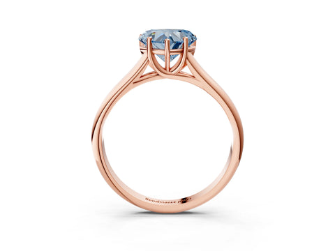 Rose gold Fancy Blue Heart Cut Cut Diamond Solitaire Engagement Ring with Tapered Plain Band and Four-Prong Setting_3