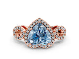 Rose gold Fancy Blue Heart Cut Cut Halo Diamond Infinity Band with Four-Prong Setting