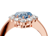 Rose gold Fancy Blue Heart Cut Cut Halo Diamond Pavé Engagement Ring with Milgrain Detailing_4