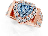 Rose gold Fancy Blue Heart Cut Cut Halo Split Shank Prong Set Ring_1