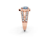 Rose gold Fancy Blue Heart Cut Cut Halo Split Shank Prong Set Ring_2