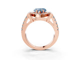 Rose gold Fancy Blue Heart Cut Cut Halo Split Shank Prong Set Ring_3