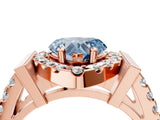 Rose gold Fancy Blue Heart Cut Cut Halo Split Shank Prong Set Ring_4