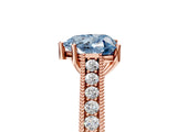 Rose gold Fancy Blue Heart Cut Cut Pave Band Milgrain Solitaire Ring_5